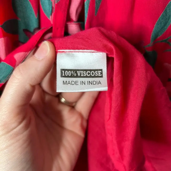 Olivia James The Label Tiered Dress Tie Waist Women’s‎ XS V-Neck Red Romantic - Picture 7 of 9